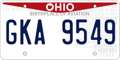 OH license plate GKA9549
