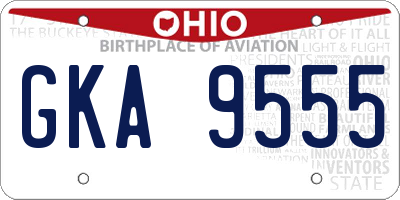 OH license plate GKA9555