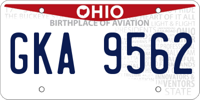 OH license plate GKA9562