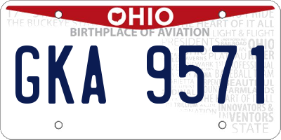 OH license plate GKA9571