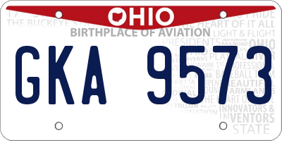 OH license plate GKA9573