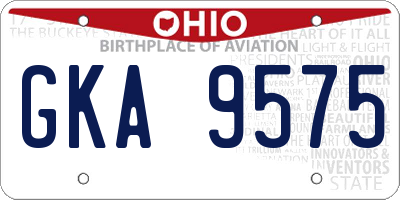 OH license plate GKA9575