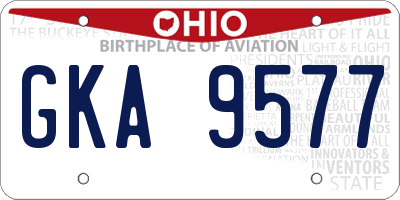 OH license plate GKA9577