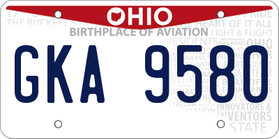 OH license plate GKA9580