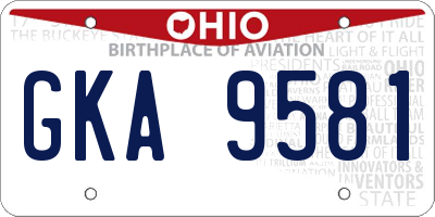 OH license plate GKA9581