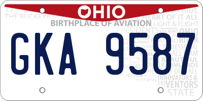OH license plate GKA9587