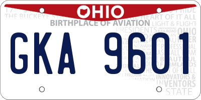 OH license plate GKA9601