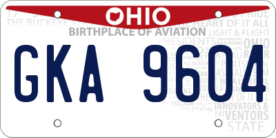 OH license plate GKA9604