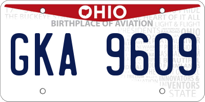 OH license plate GKA9609