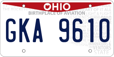 OH license plate GKA9610