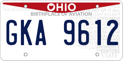 OH license plate GKA9612