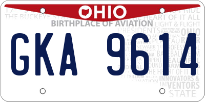 OH license plate GKA9614