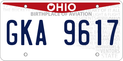 OH license plate GKA9617