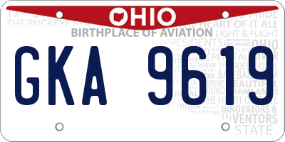 OH license plate GKA9619