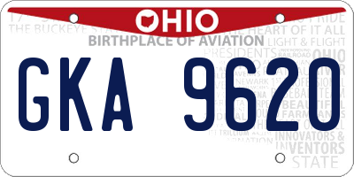 OH license plate GKA9620