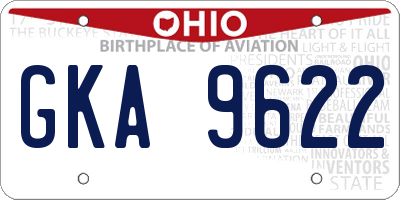 OH license plate GKA9622