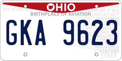 OH license plate GKA9623