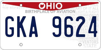OH license plate GKA9624