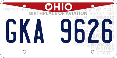 OH license plate GKA9626