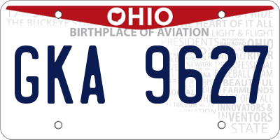 OH license plate GKA9627