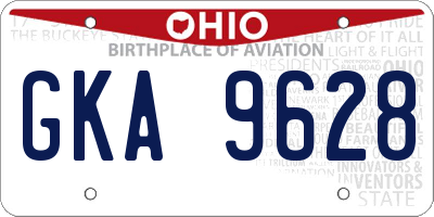 OH license plate GKA9628
