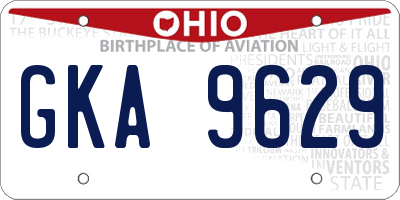 OH license plate GKA9629