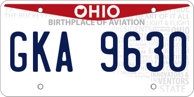 OH license plate GKA9630