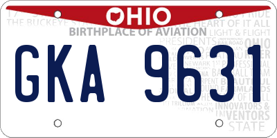 OH license plate GKA9631