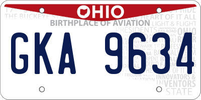 OH license plate GKA9634
