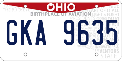 OH license plate GKA9635