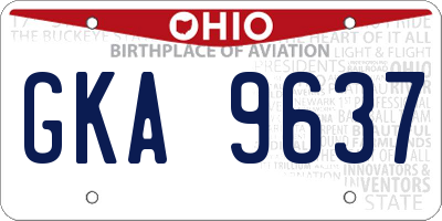 OH license plate GKA9637