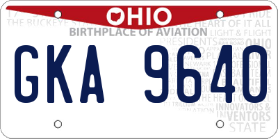 OH license plate GKA9640