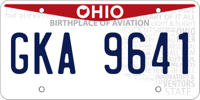 OH license plate GKA9641