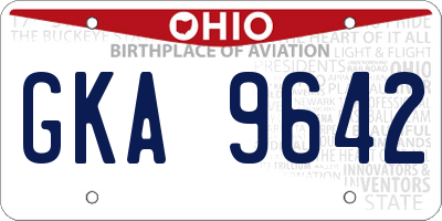 OH license plate GKA9642