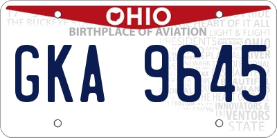 OH license plate GKA9645
