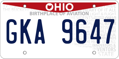 OH license plate GKA9647