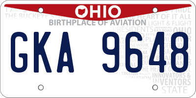 OH license plate GKA9648