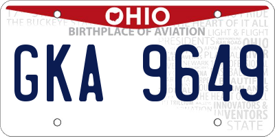 OH license plate GKA9649