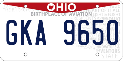 OH license plate GKA9650