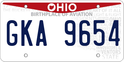 OH license plate GKA9654