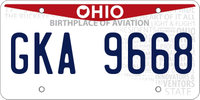 OH license plate GKA9668
