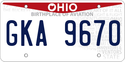 OH license plate GKA9670