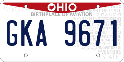 OH license plate GKA9671