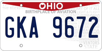 OH license plate GKA9672