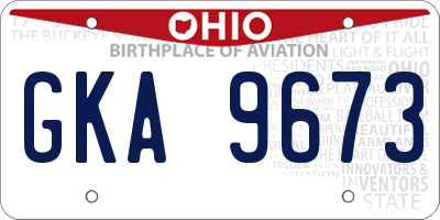 OH license plate GKA9673