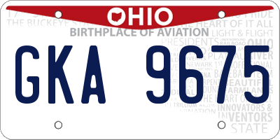 OH license plate GKA9675