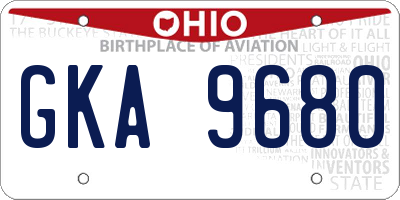 OH license plate GKA9680