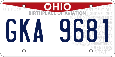 OH license plate GKA9681