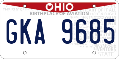 OH license plate GKA9685