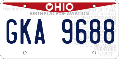OH license plate GKA9688